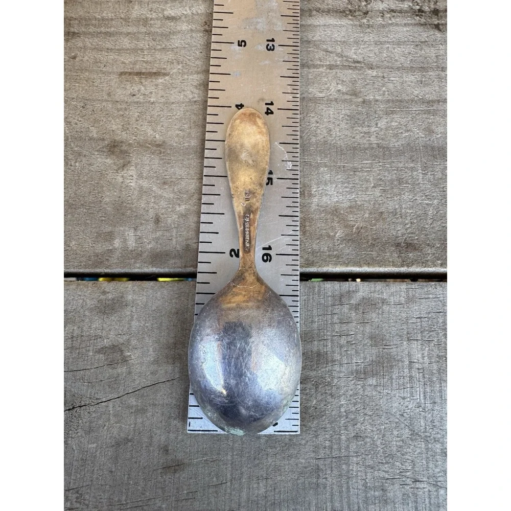 Vtg Silver-Plate WM Rogers Birth‎ Record Baby Spoon Stork Engraved Michael 1958